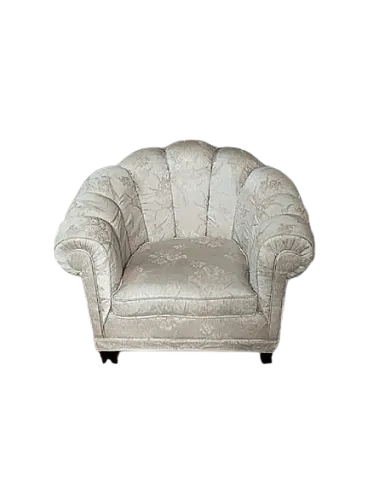 Poltrona damascata a forma di conchiglia, anni '80