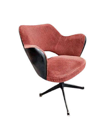 Poltrona girevole in similpelle e velluto, anni '60