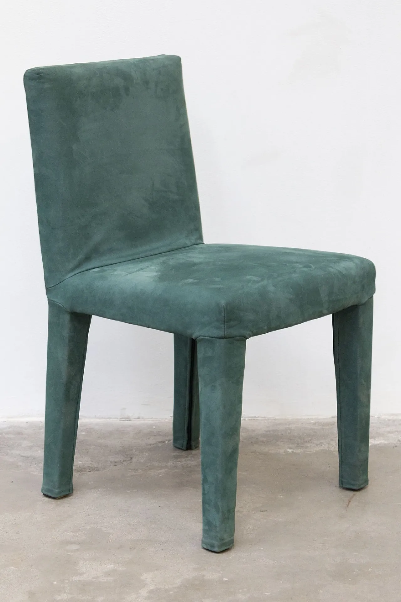 Pair of Luxurious Green Suede Chairs, 2000s 2