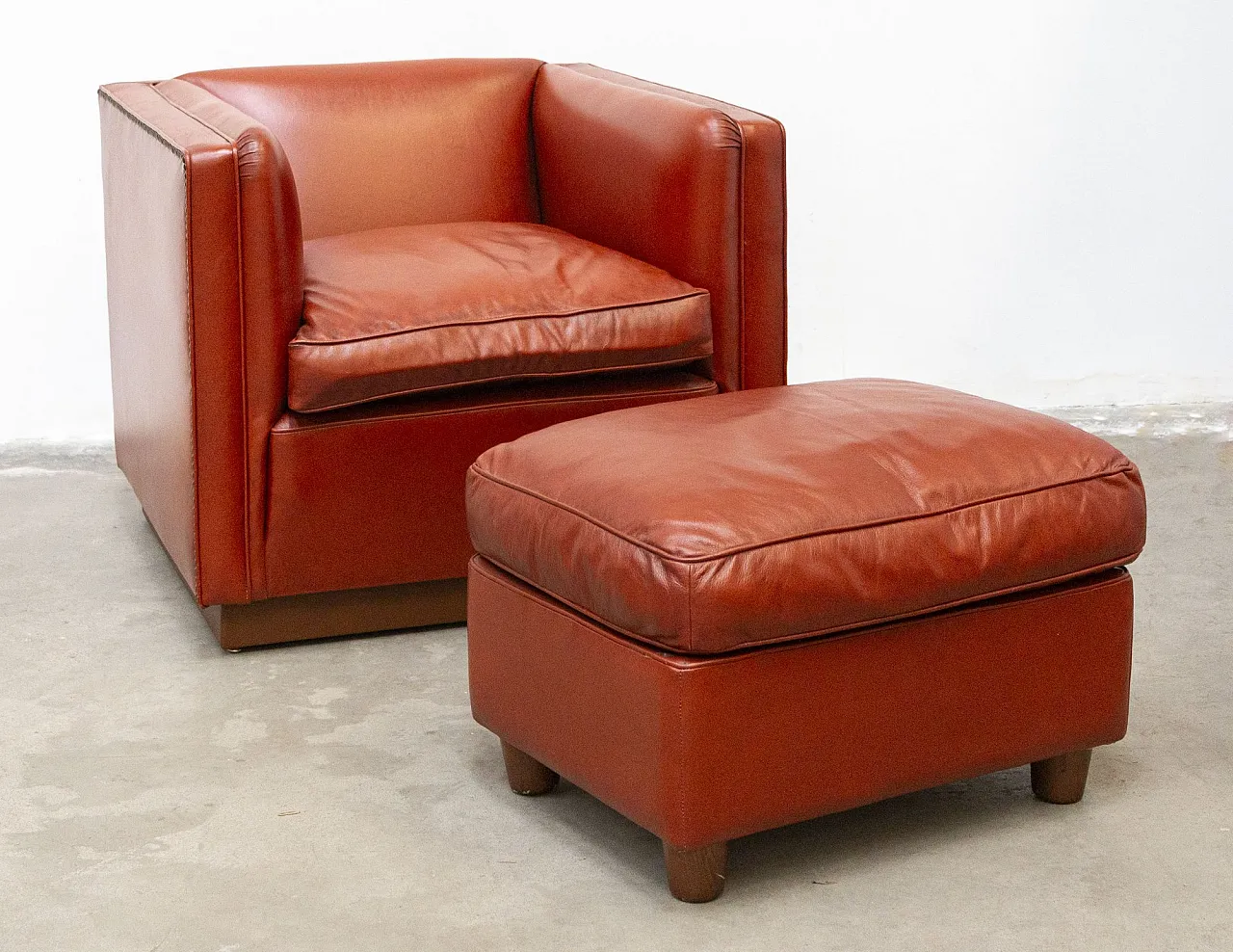 Leather Armchair with Footstool 1