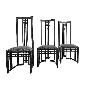 3 Sedie Tronetto in legno di Giorgetti, anni '70