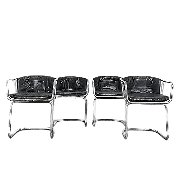 4 Poltrone in acciaio di Gastone Rinaldi, anni '70