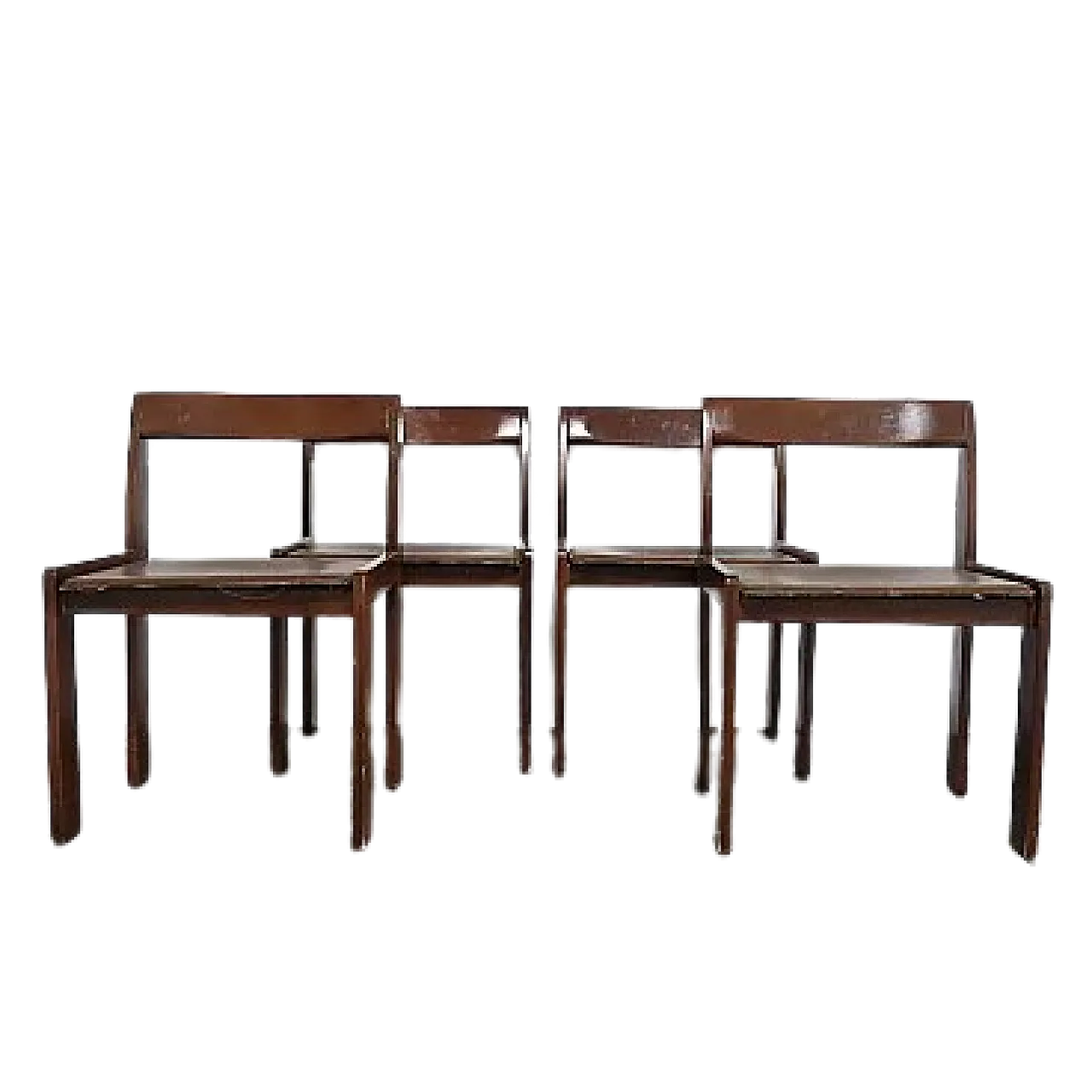 4 wooden dining chairs, 1960s 13