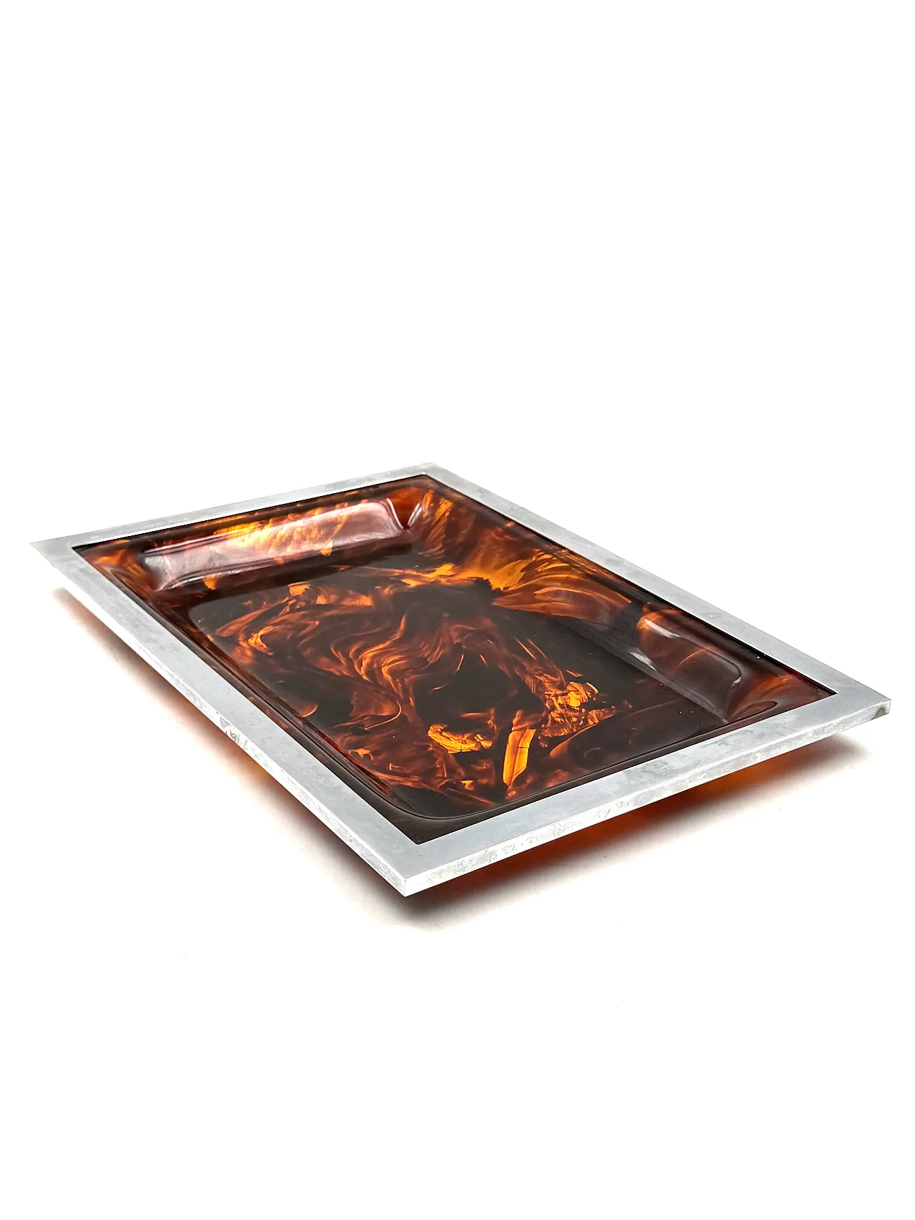 Vassoio in ottone e plastica tartarugata, 1970 10