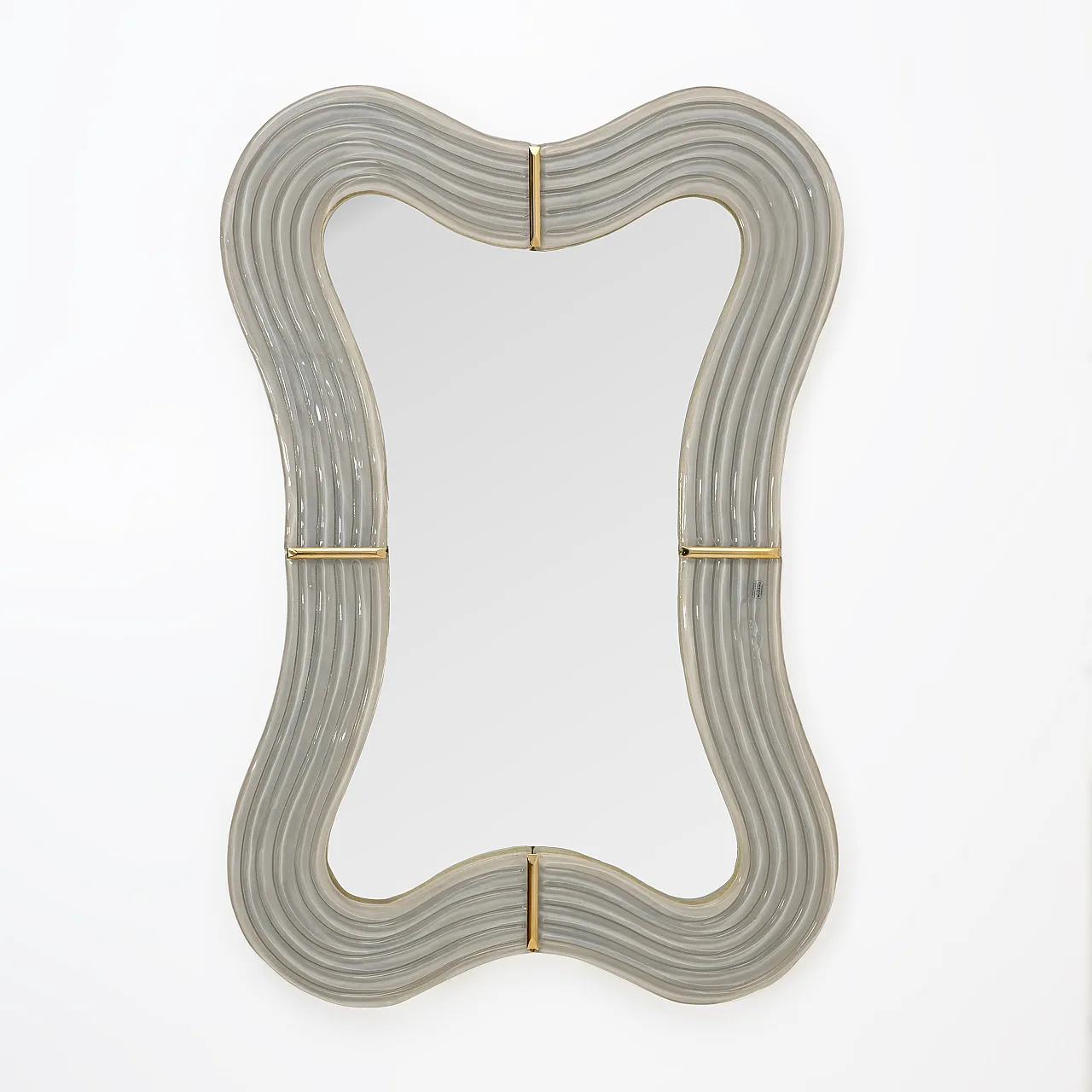 Ondae Sculptural Mirror in Brass and Murano Glass, 2000s 1