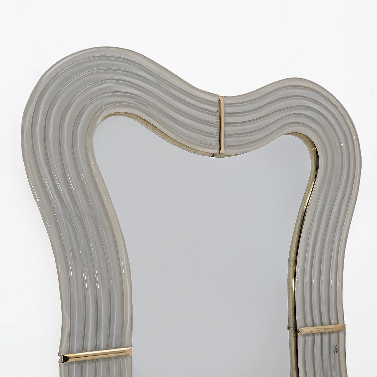 Ondae Sculptural Mirror in Brass and Murano Glass, 2000s 3