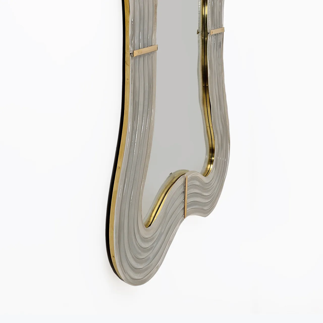 Ondae Sculptural Mirror in Brass and Murano Glass, 2000s 6