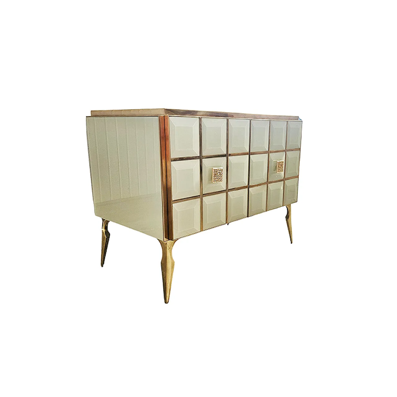 Two-door sideboard in white cut glass, 1990s 4