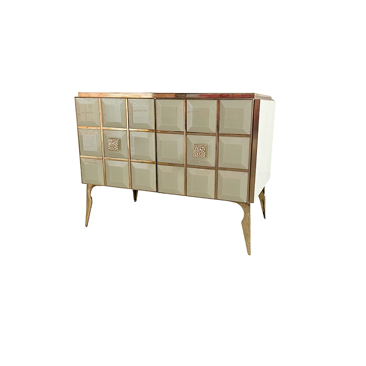 Two-door sideboard in white cut glass, 1990s 5