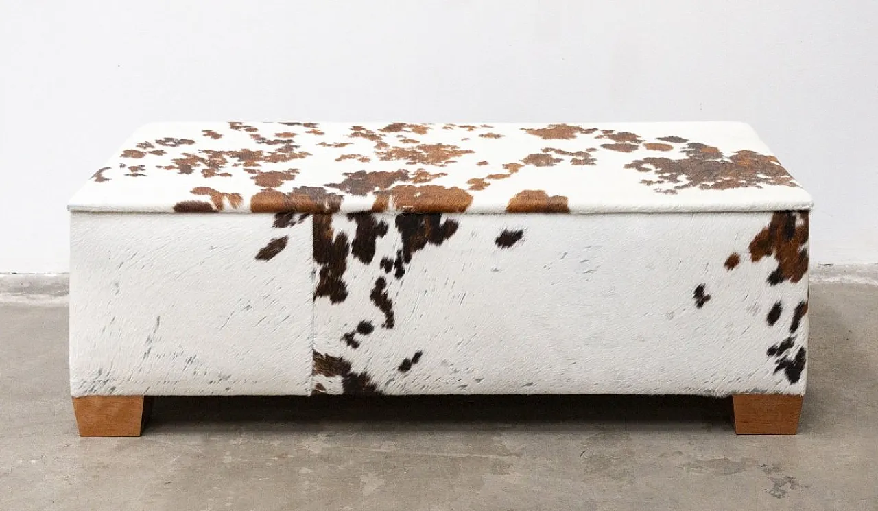 Pouf Contenitore in Legno rivestito in Pelle 1