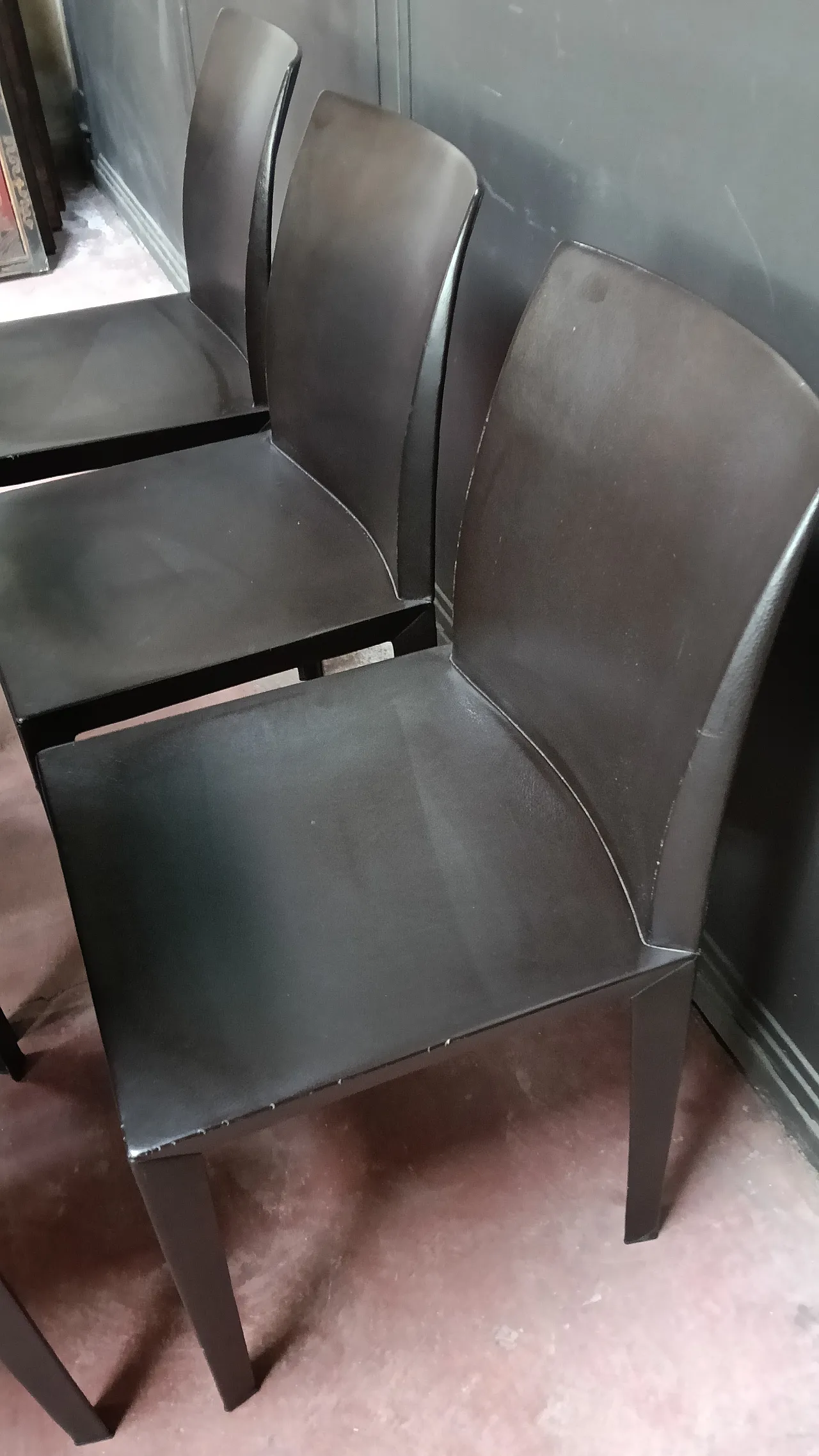 6 Lola chairs by Poltrona Frau in dark brown, 80s 10