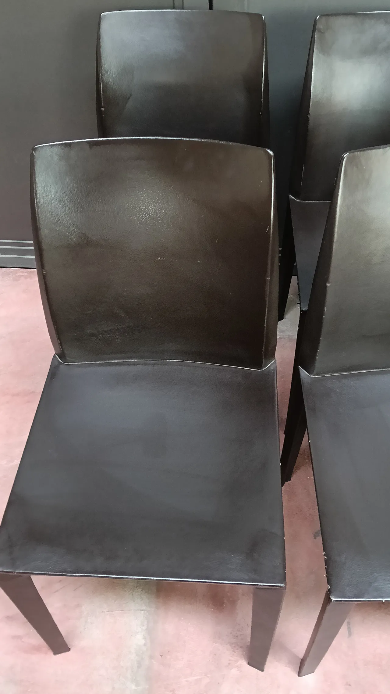 6 Lola chairs by Poltrona Frau in dark brown, 80s 12