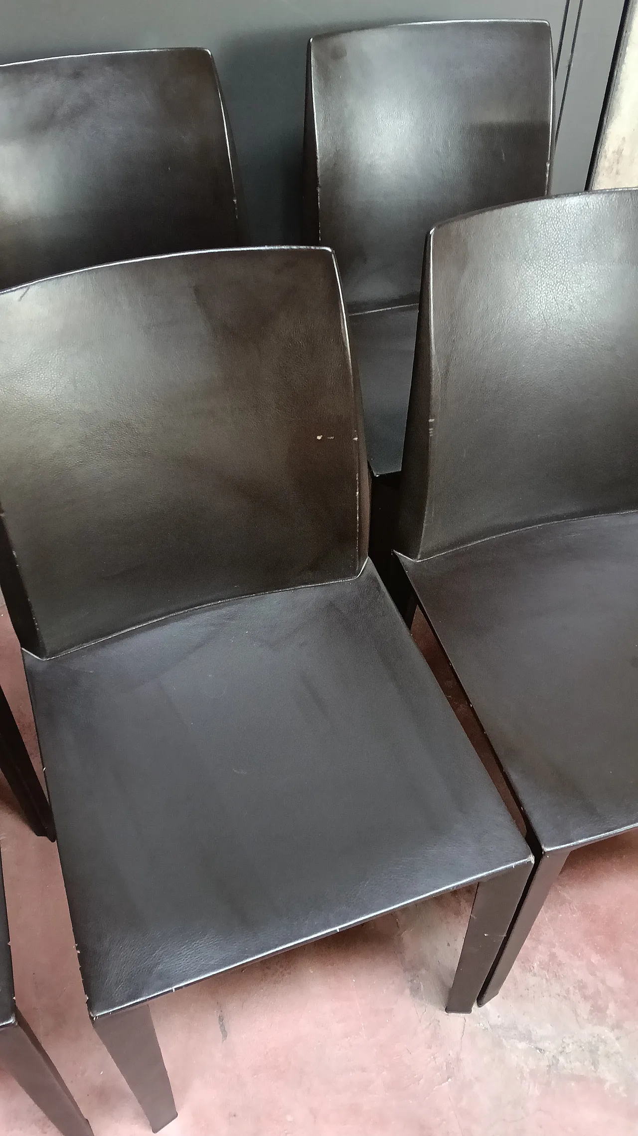 6 Lola chairs by Poltrona Frau in dark brown, 80s 13