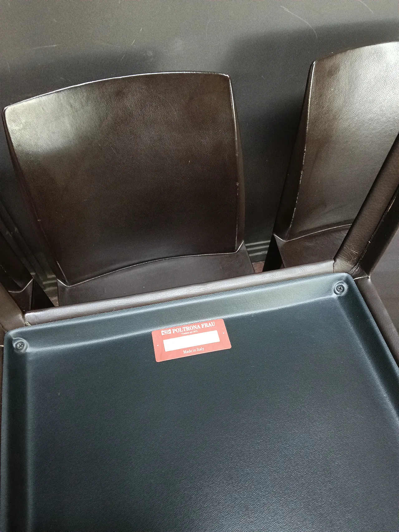 6 Lola chairs by Poltrona Frau in dark brown, 80s 14