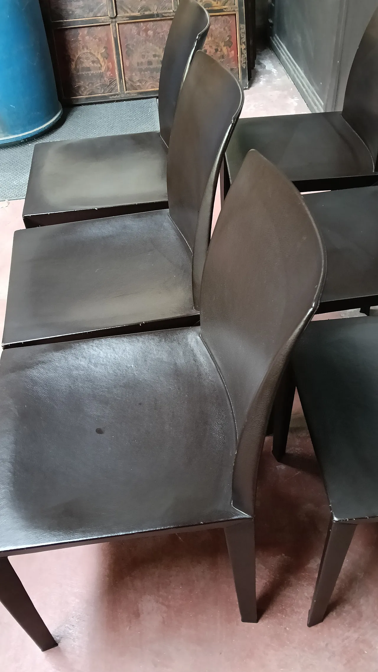 6 Lola chairs by Poltrona Frau in dark brown, 80s 27