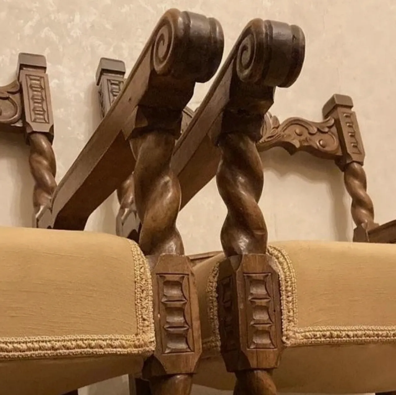 Pair of chairs carved wood, 1960s 4