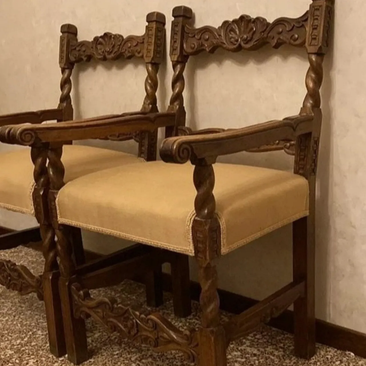 Pair of chairs carved wood, 1960s 5