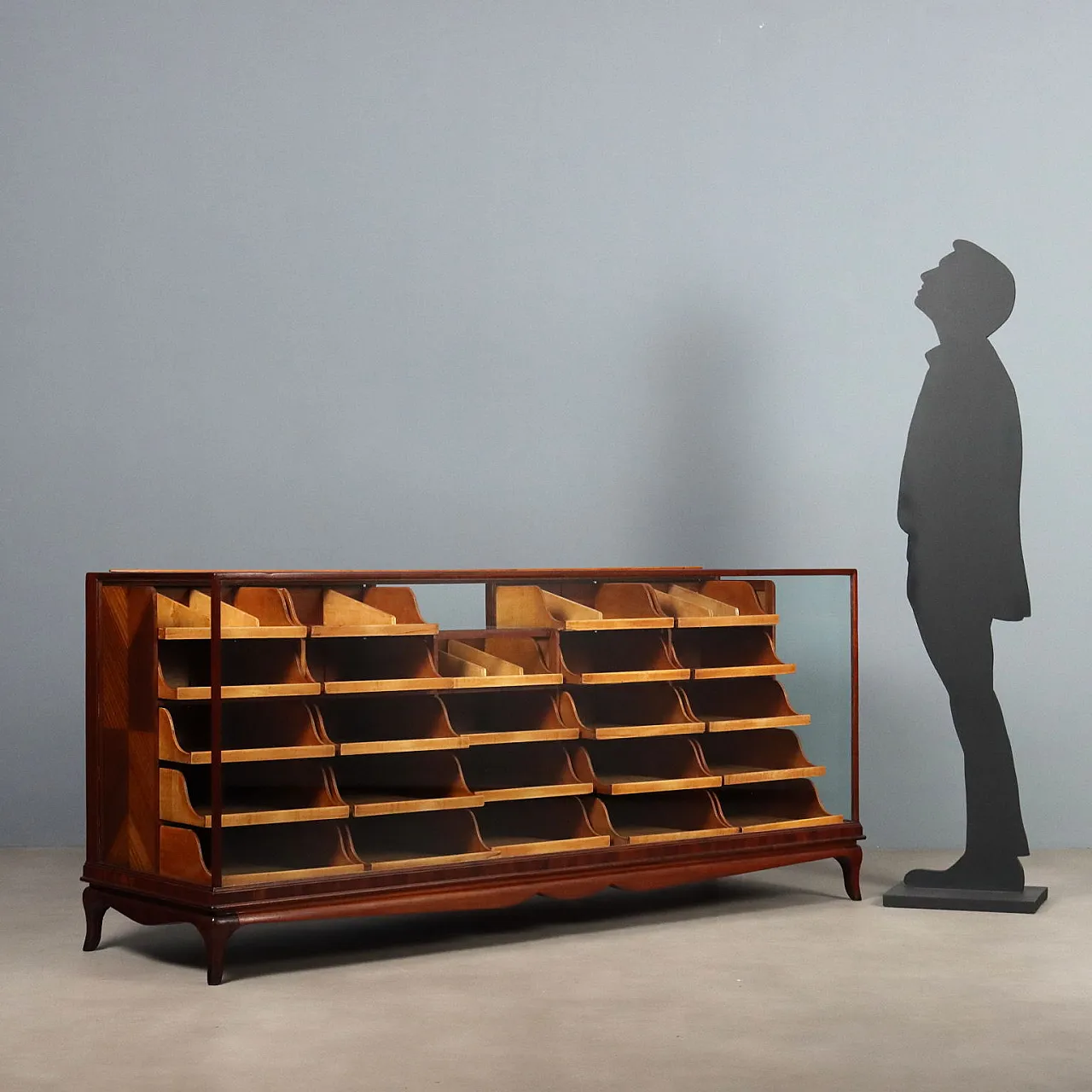 Cabinet with mahogany frame and glass top, 20th century 2