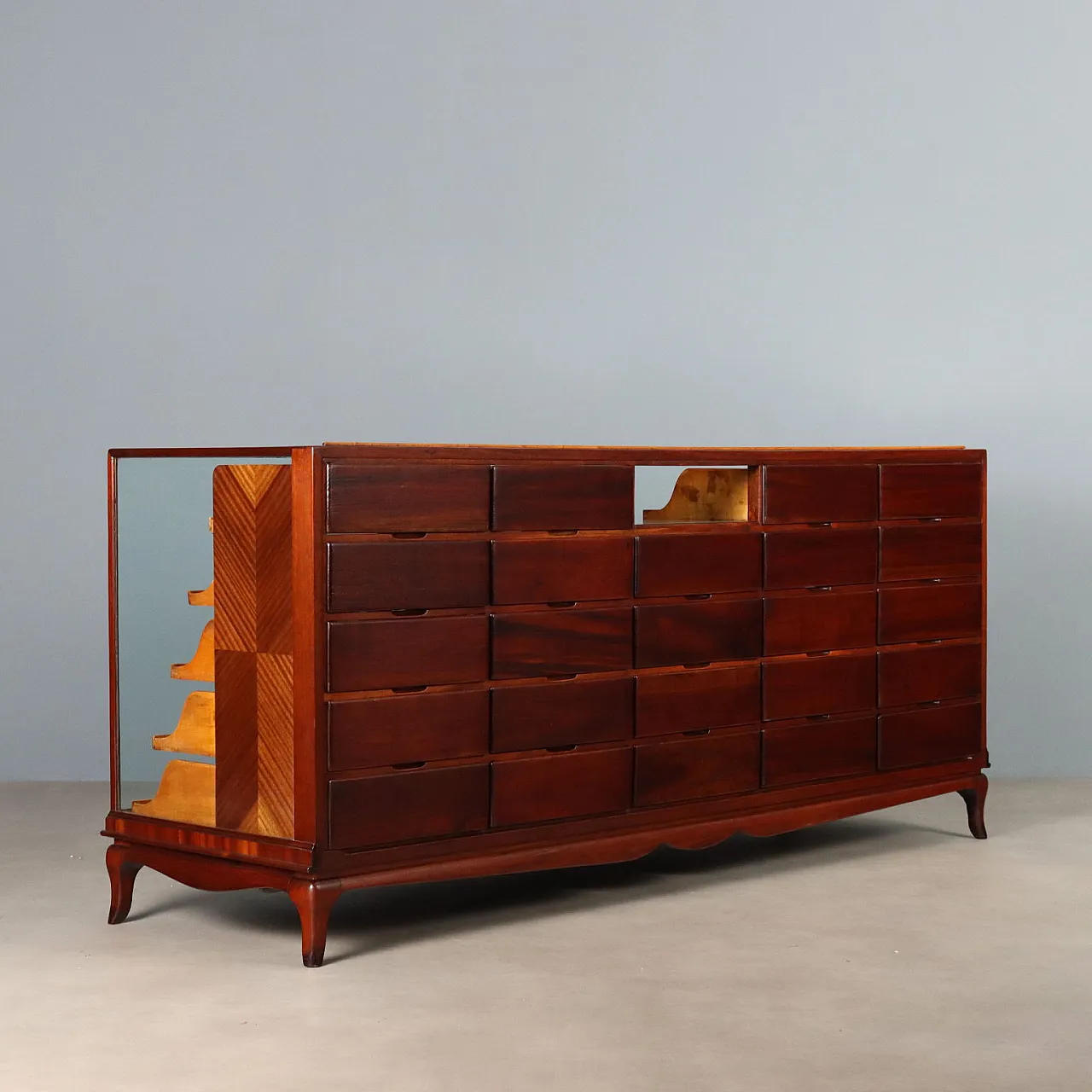 Cabinet with mahogany frame and glass top, 20th century 4