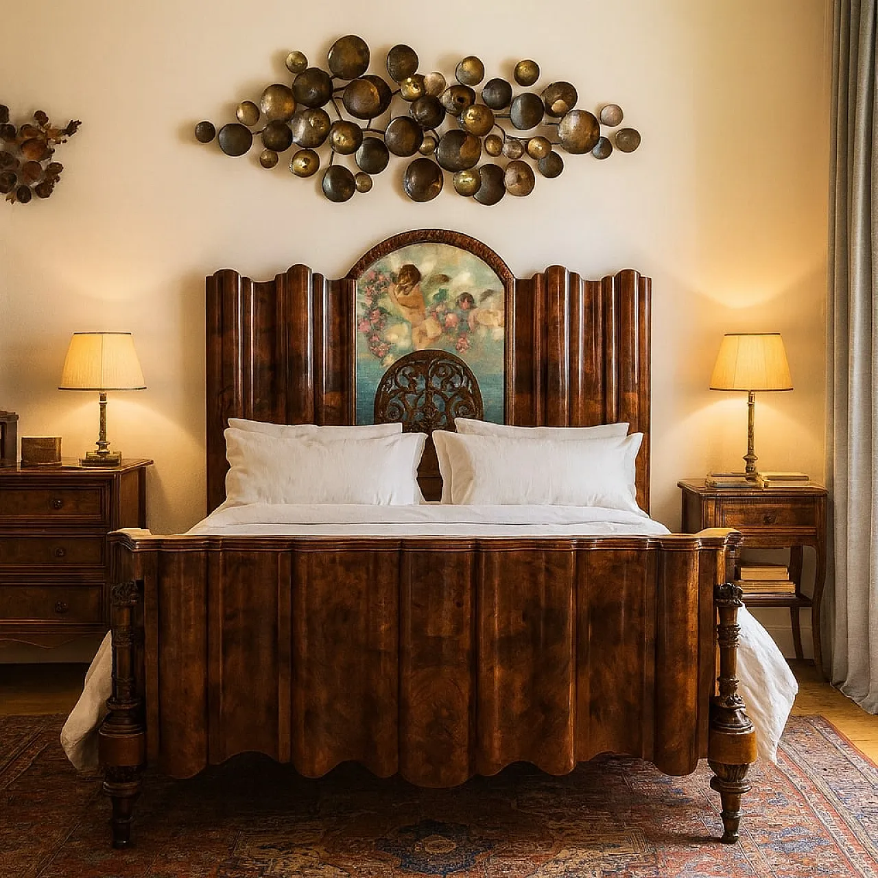 Art Deco bed in walnut, 20th century 2