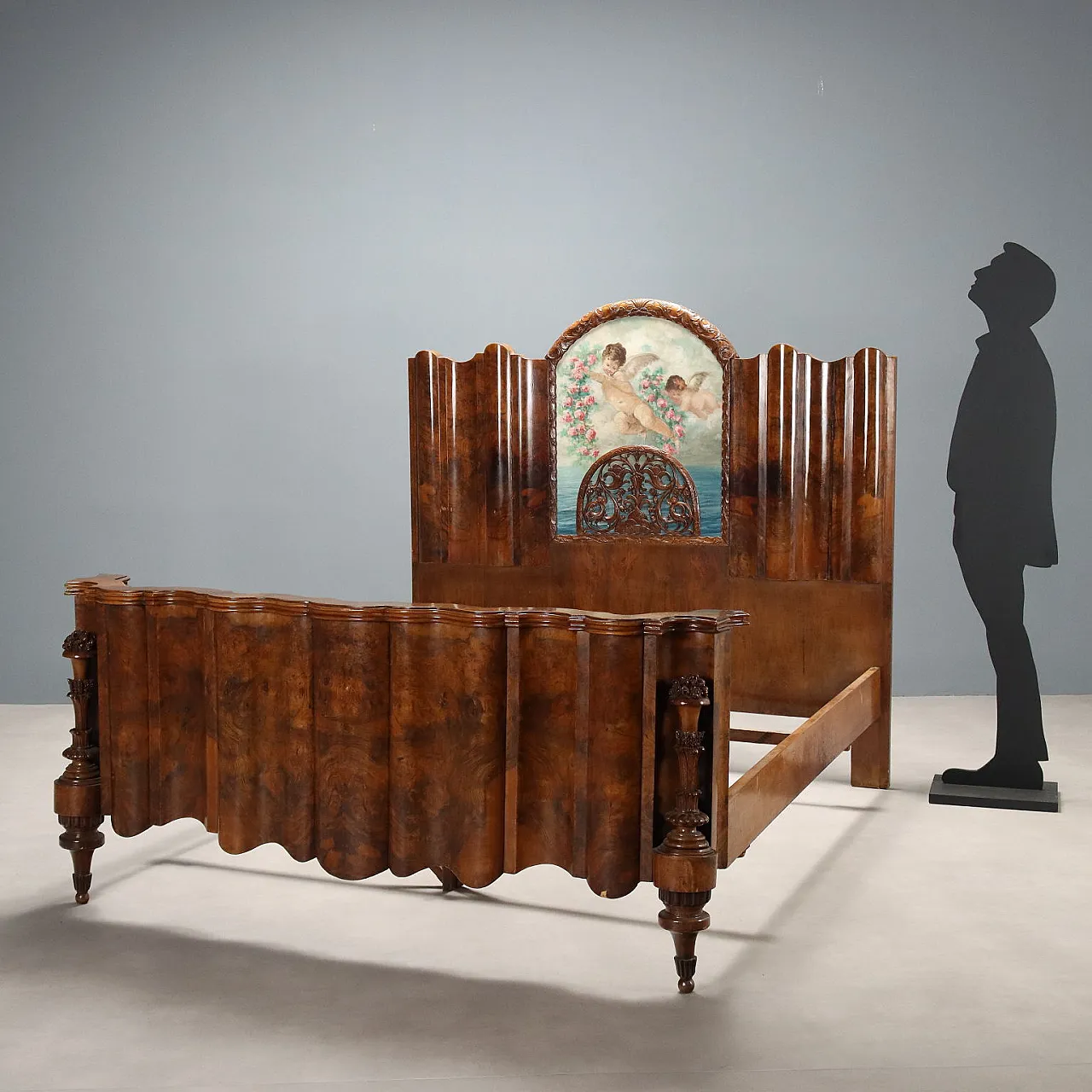 Art Deco bed in walnut, 20th century 3