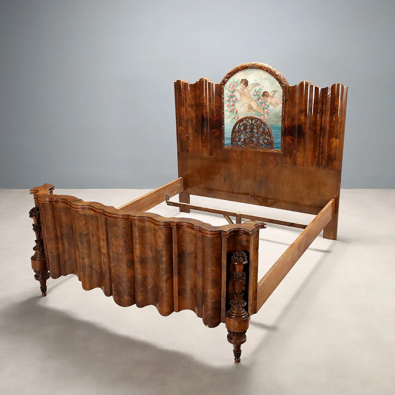 Art Deco bed in walnut, 20th century 4