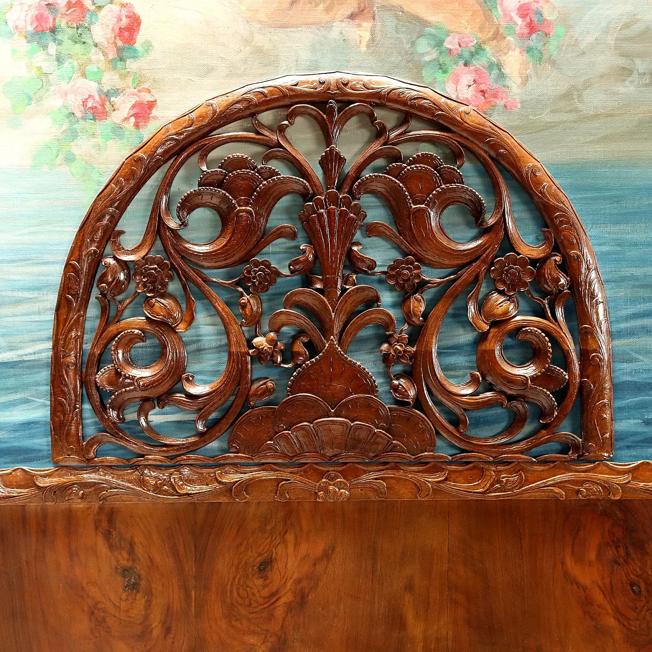 Art Deco bed in walnut, 20th century 8