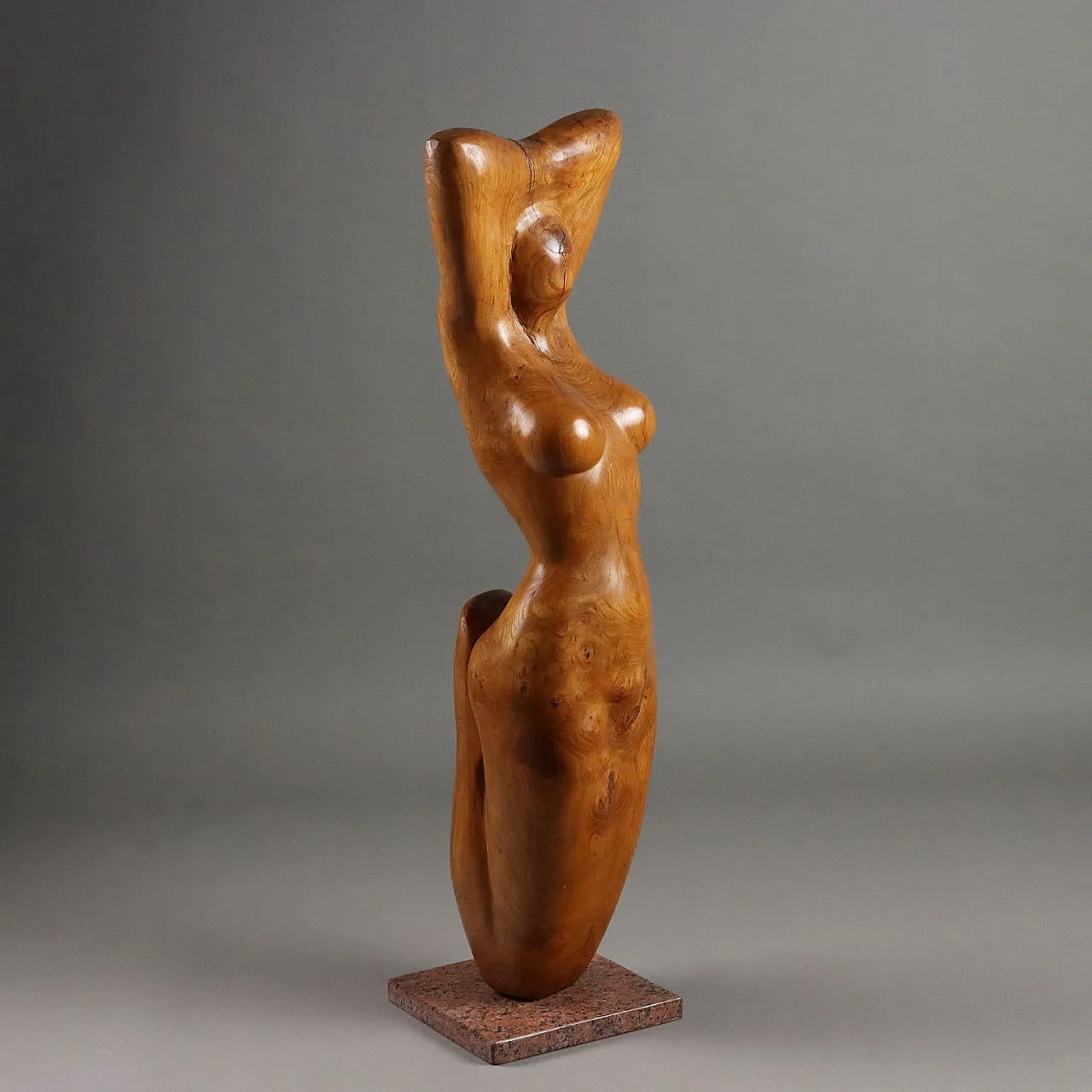 Female Nude, Wooden Sculpture by Francisco Orozco, 20th century 1