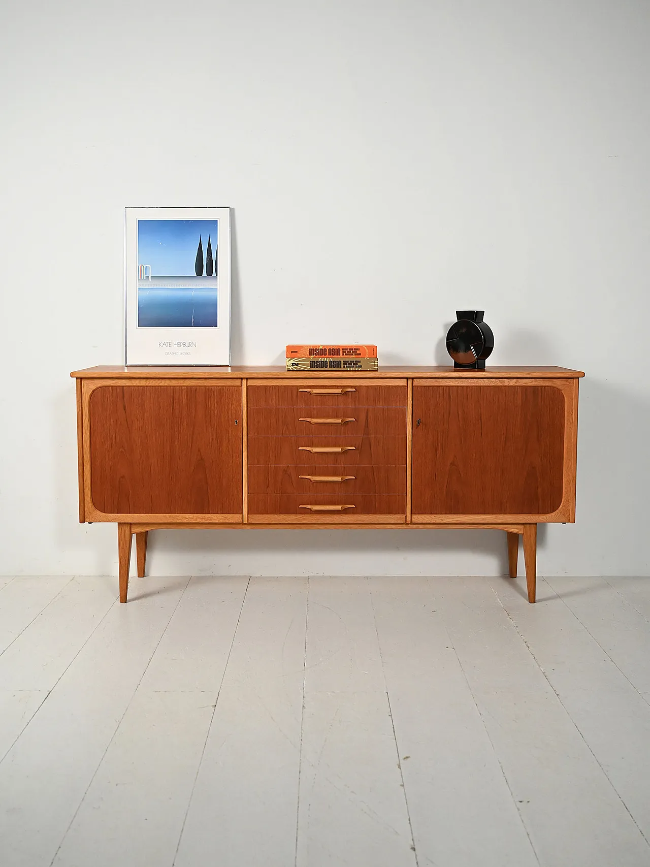 Sideboard scandinavo in teak e rovere 1