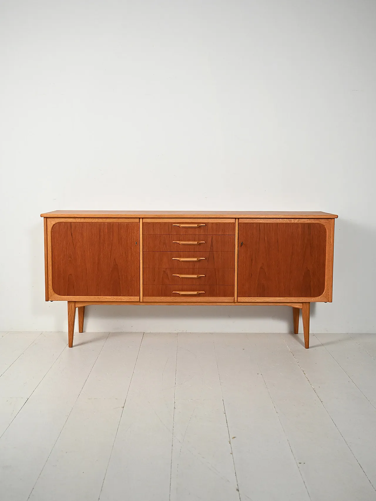 Sideboard scandinavo in teak e rovere 2