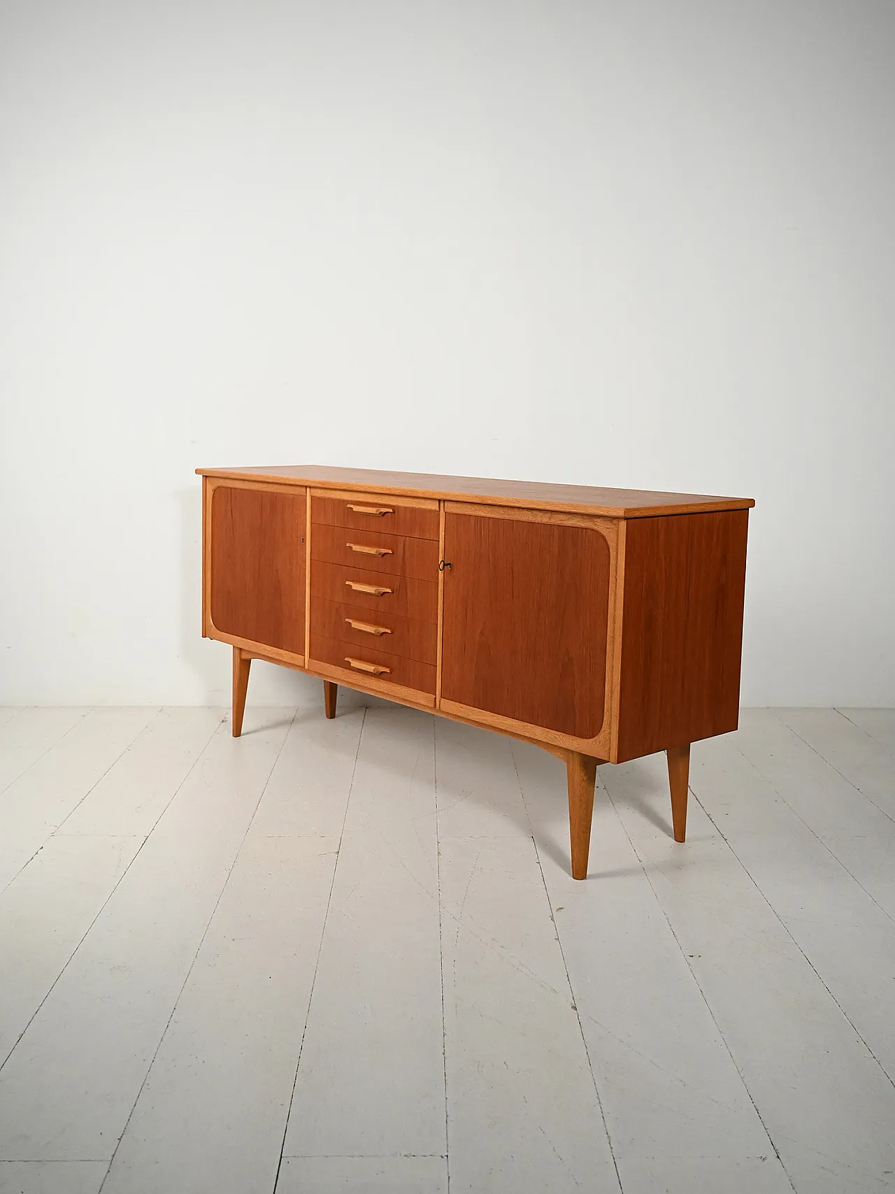 Sideboard scandinavo in teak e rovere 5