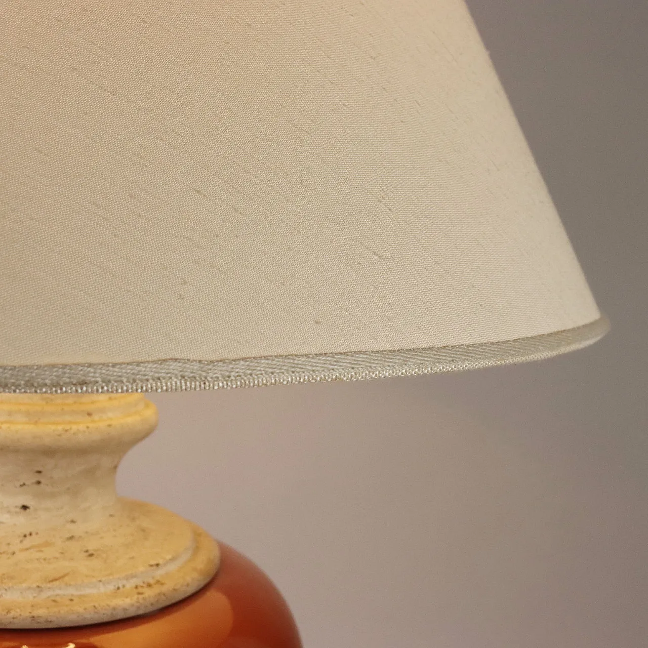 Lampada in travertino e ceramica, fine '900 4