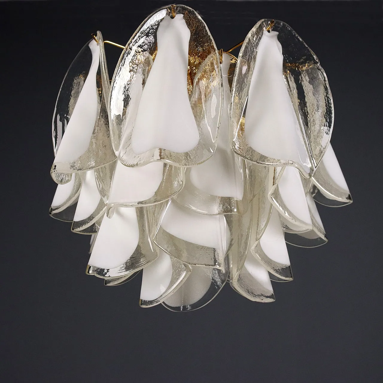 Pair of lamps in gold-plated metal and Murano glass, 20th century 6