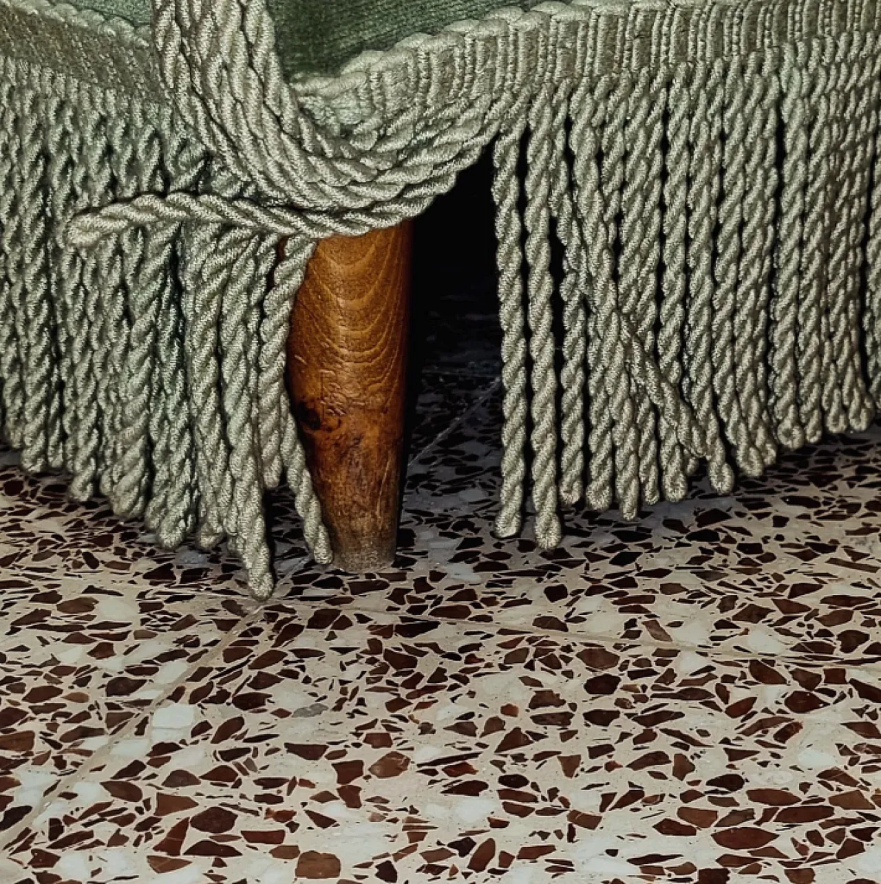 Olive green armchair, feather padding, 60s 2