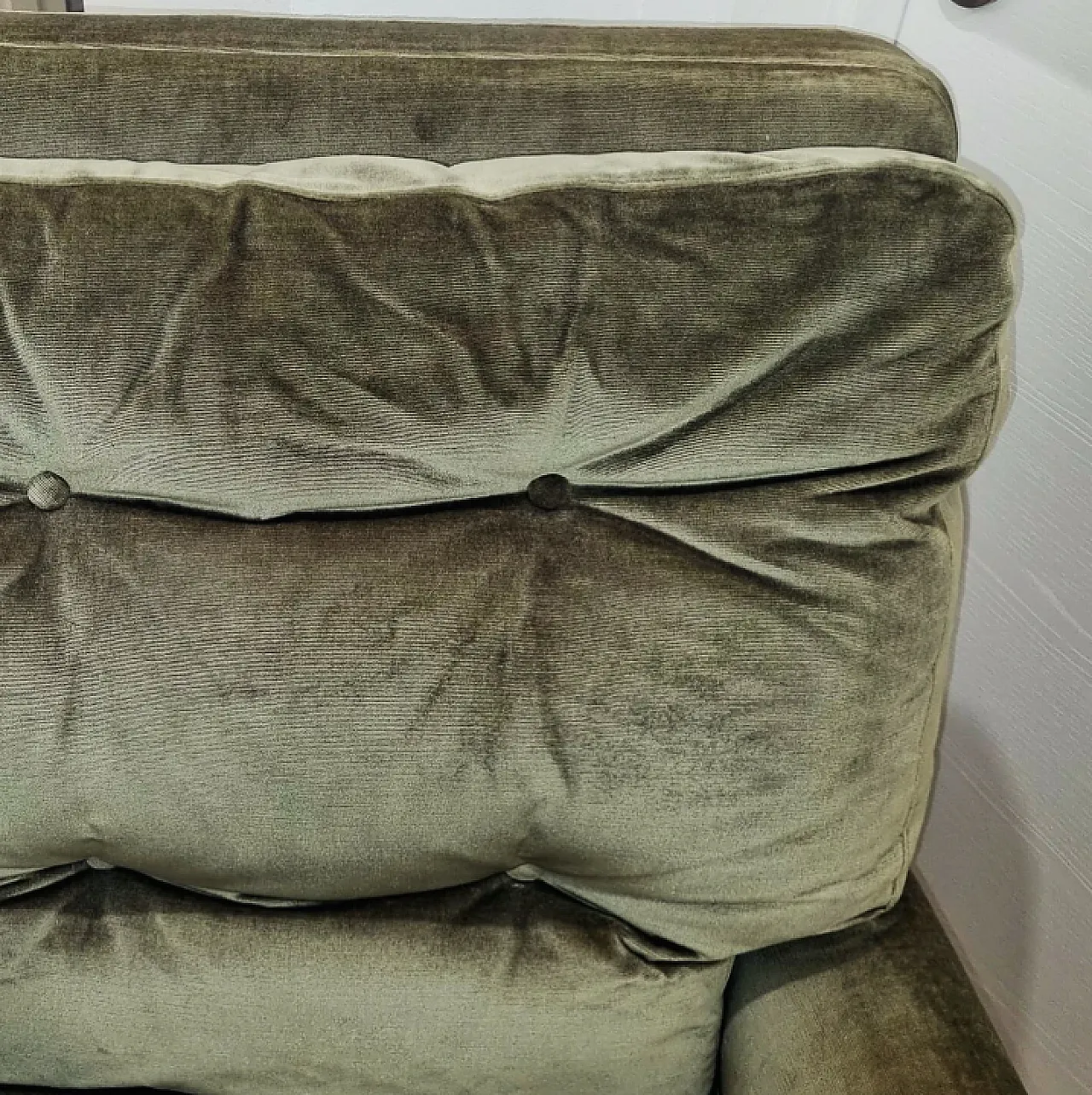 Olive green armchair, feather padding, 60s 4