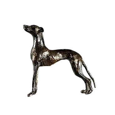 Figura in argento cesellato di un levriero, '900