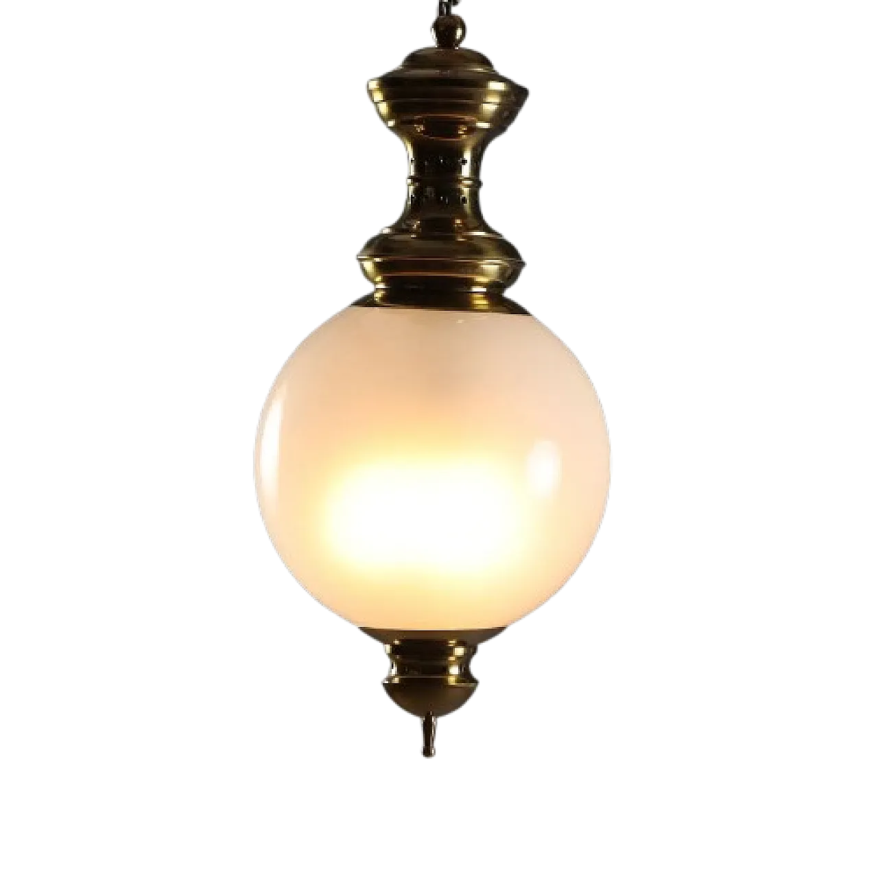 Lampada da soffitto, ottone e vetro, '900 10