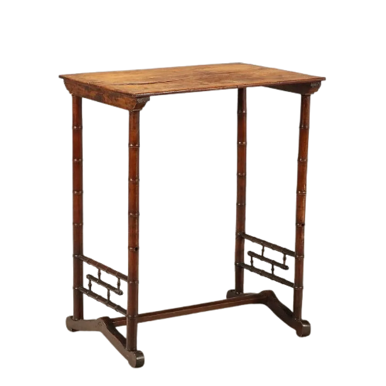 Maple coffee table with four legs carved in faux bamboo, 19th century 10