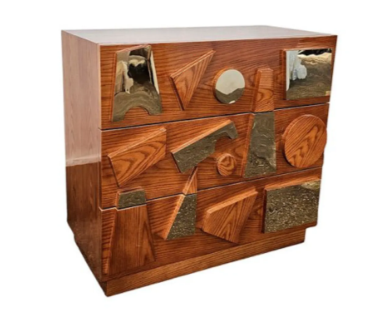 Cassettiera in legno e ottone realizzata a mano, '900 2