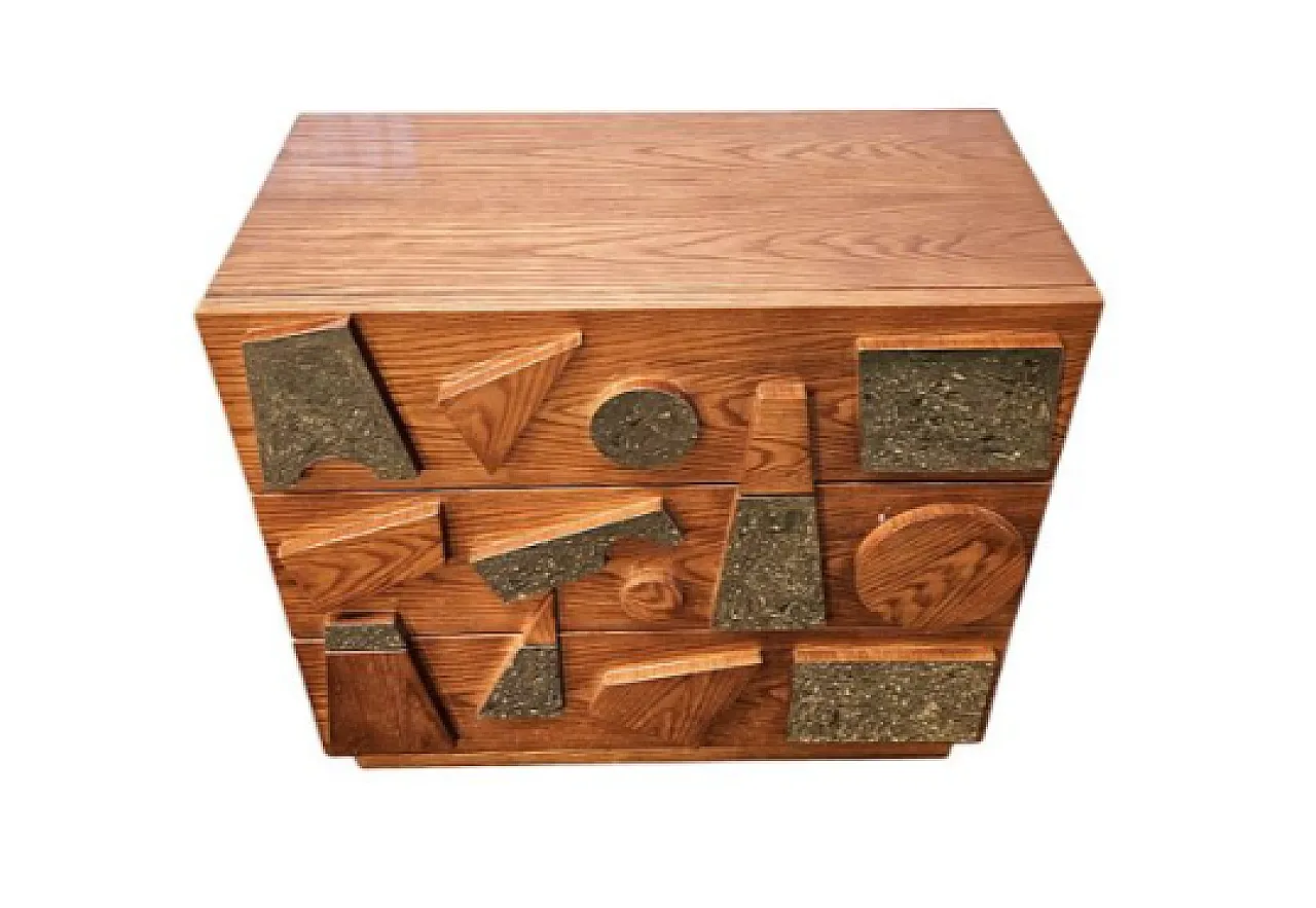 Cassettiera in legno e ottone realizzata a mano, '900 3