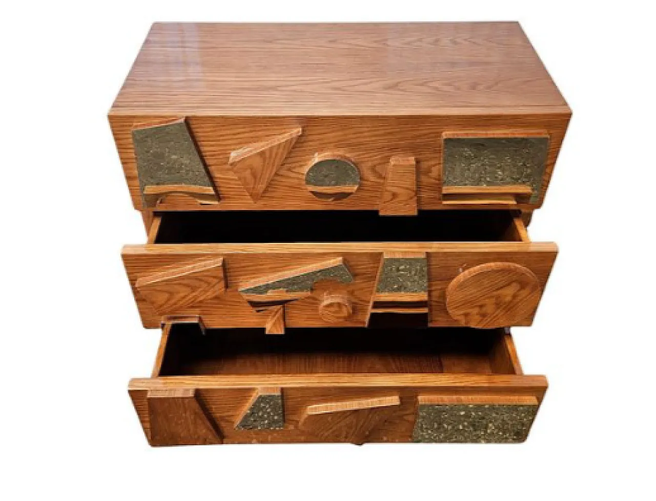 Cassettiera in legno e ottone realizzata a mano, '900 4