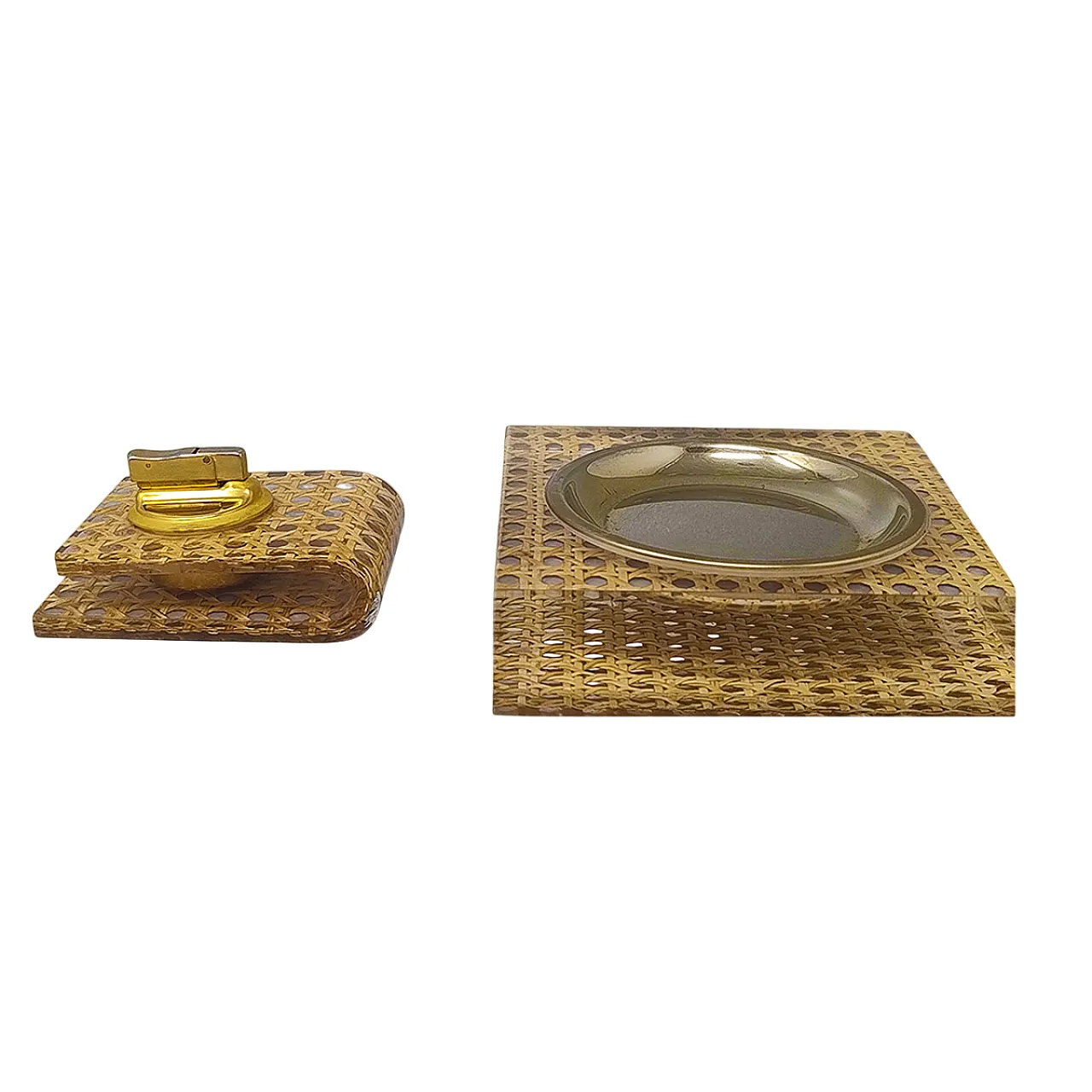 Smoking Set in Vienna Straw By Geolel, 1970s 1