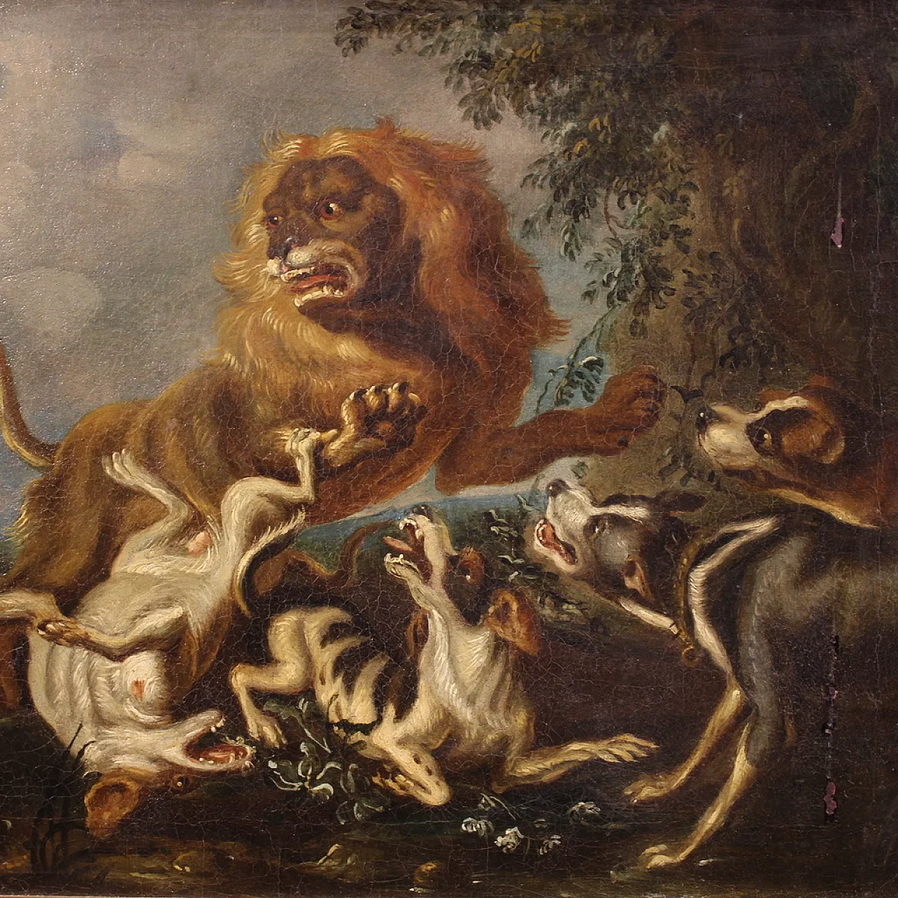 Pair of Flemish paintings, hunting scenes, 18th century, 4