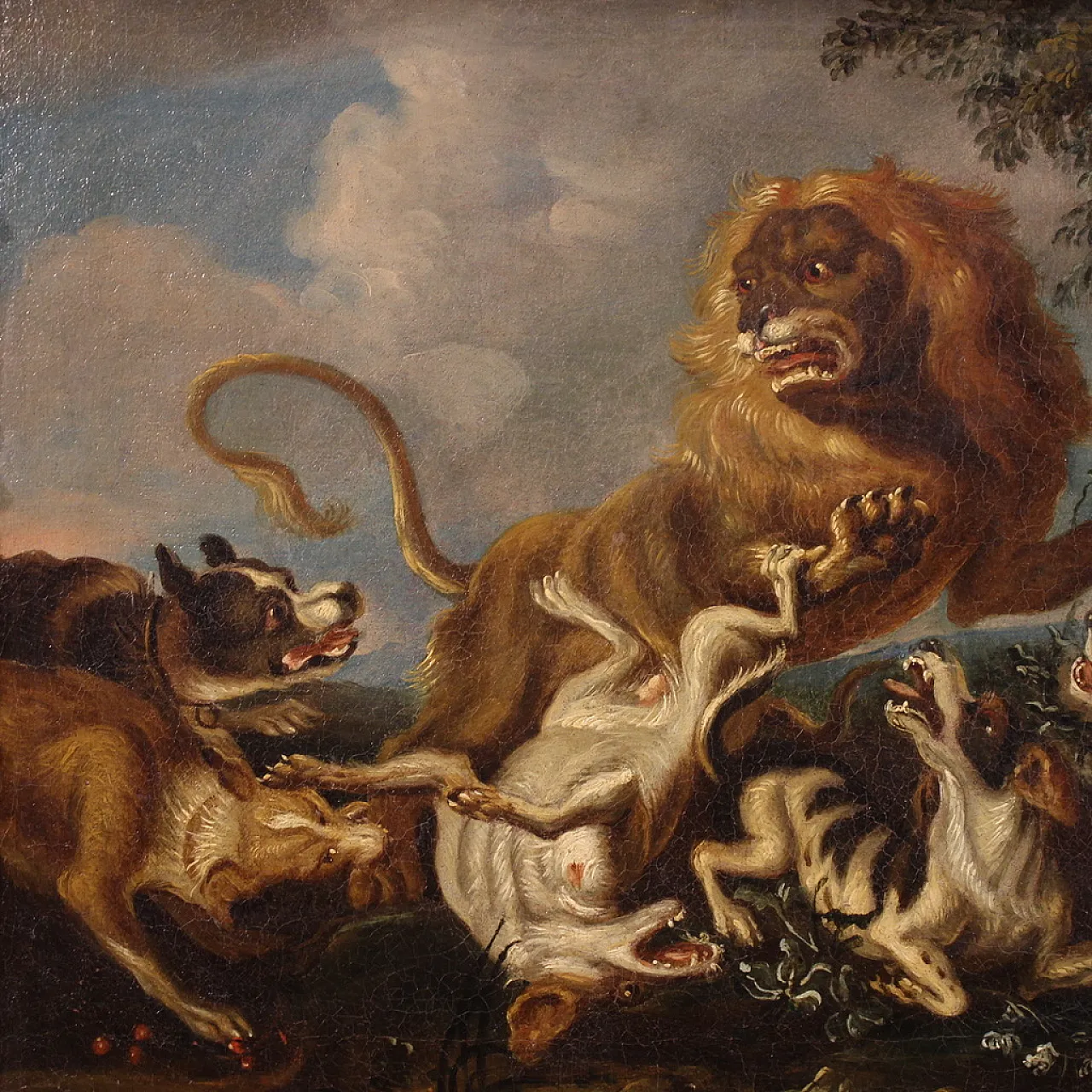 Pair of Flemish paintings, hunting scenes, 18th century, 5