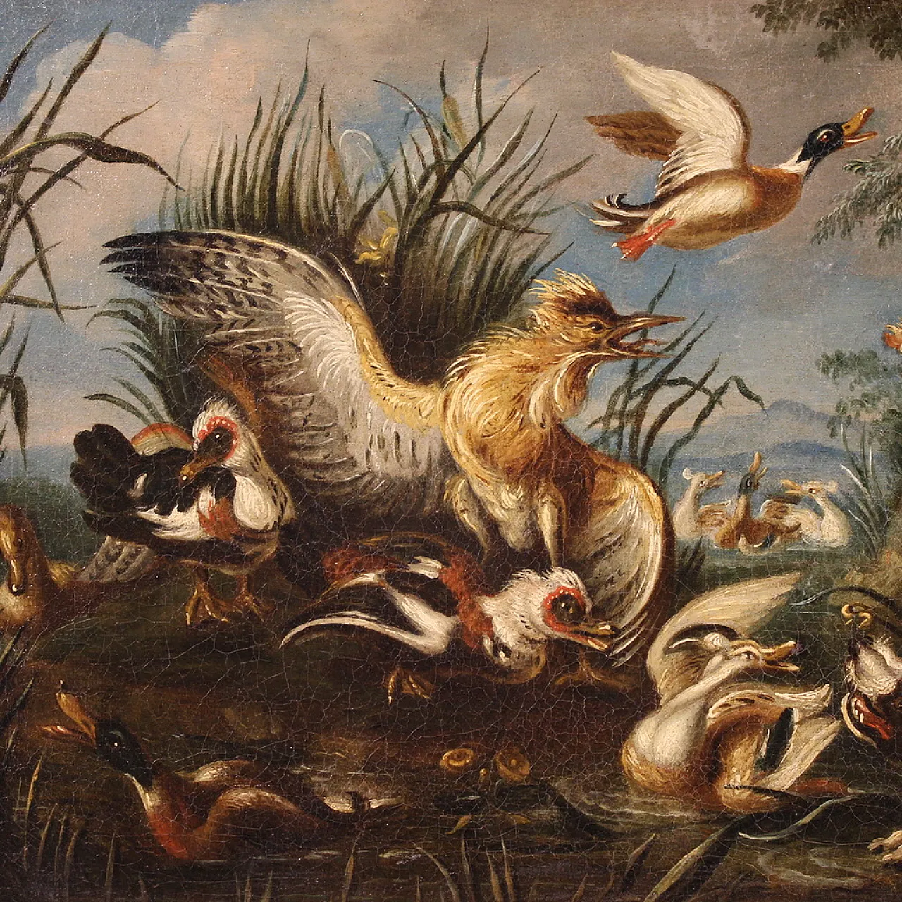 Pair of Flemish paintings, hunting scenes, 18th century, 9