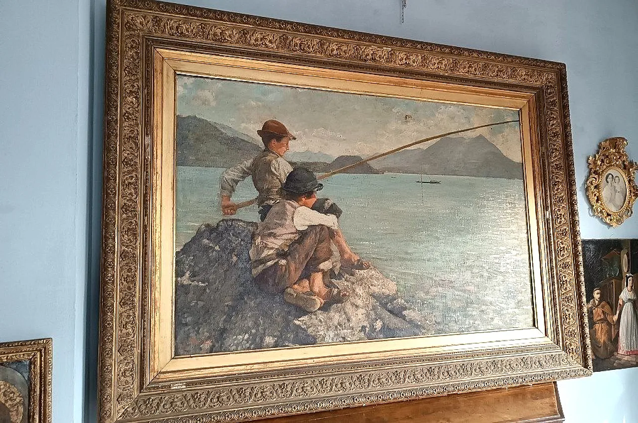 Fishermen by Alfonso Muzii, oil on canvas, 20th century 2
