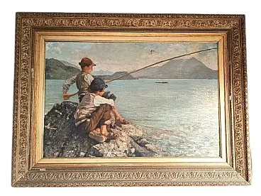 Fishermen by Alfonso Muzii, oil on canvas, 20th century