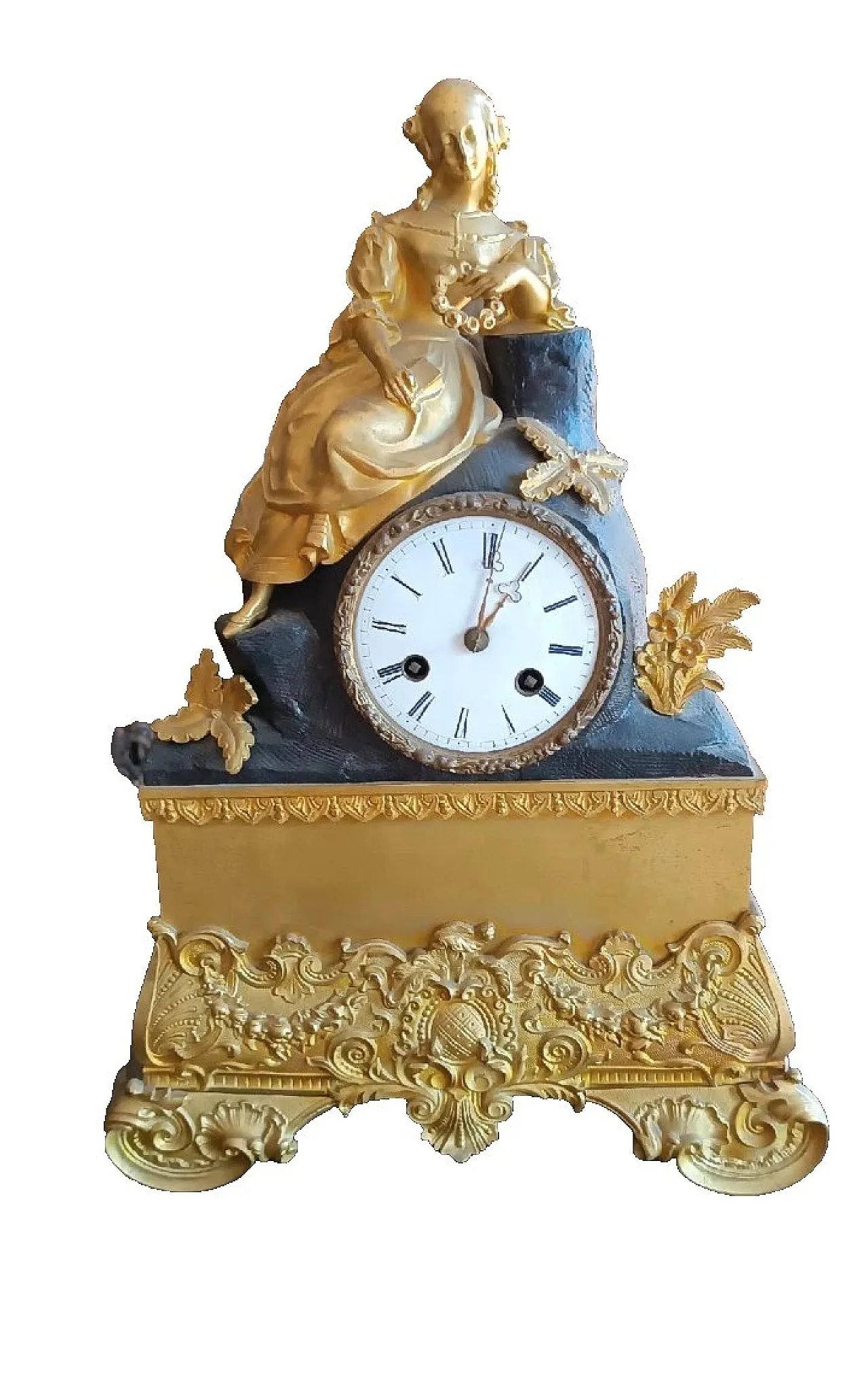 Napoleon III mercury gilt bronze table clock, 19th century 1