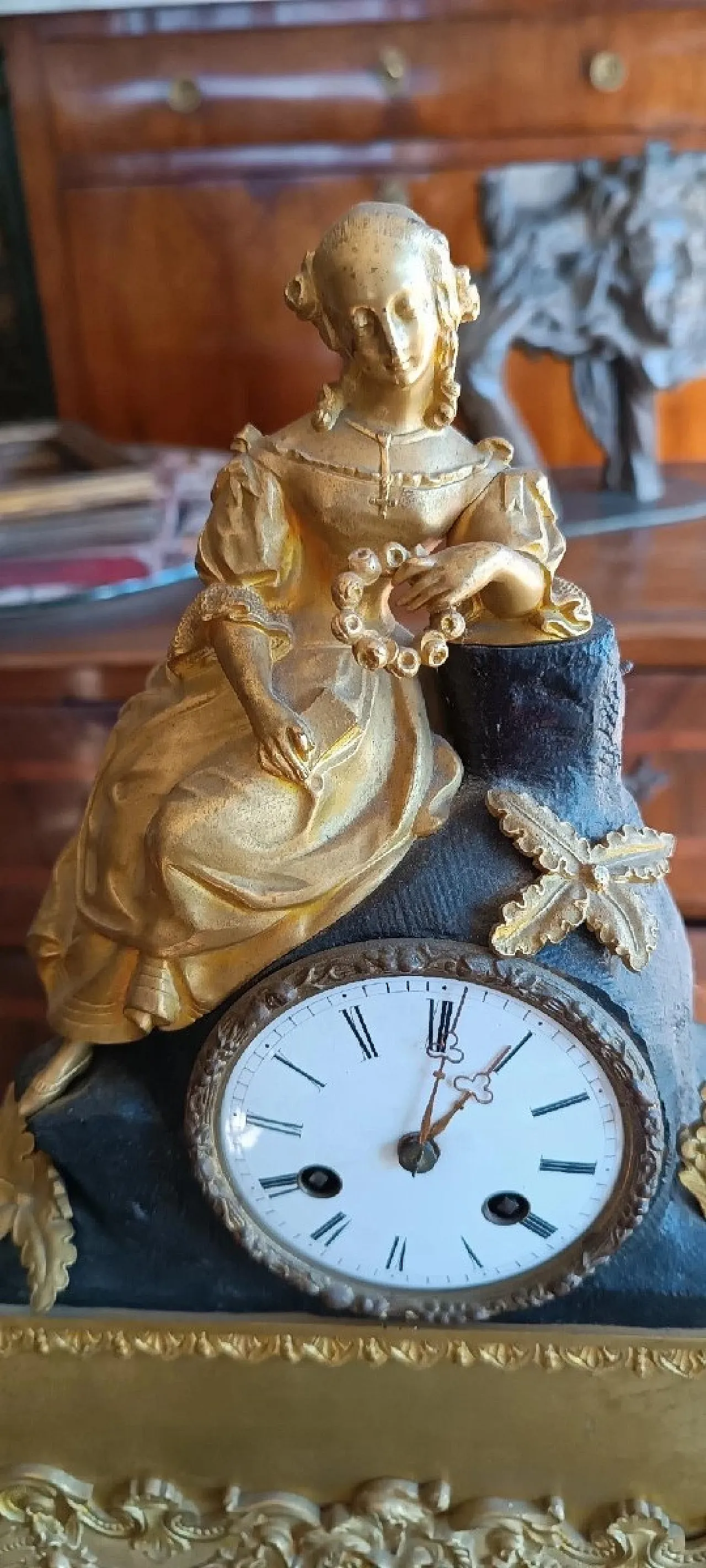 Napoleon III mercury gilt bronze table clock, 19th century 5