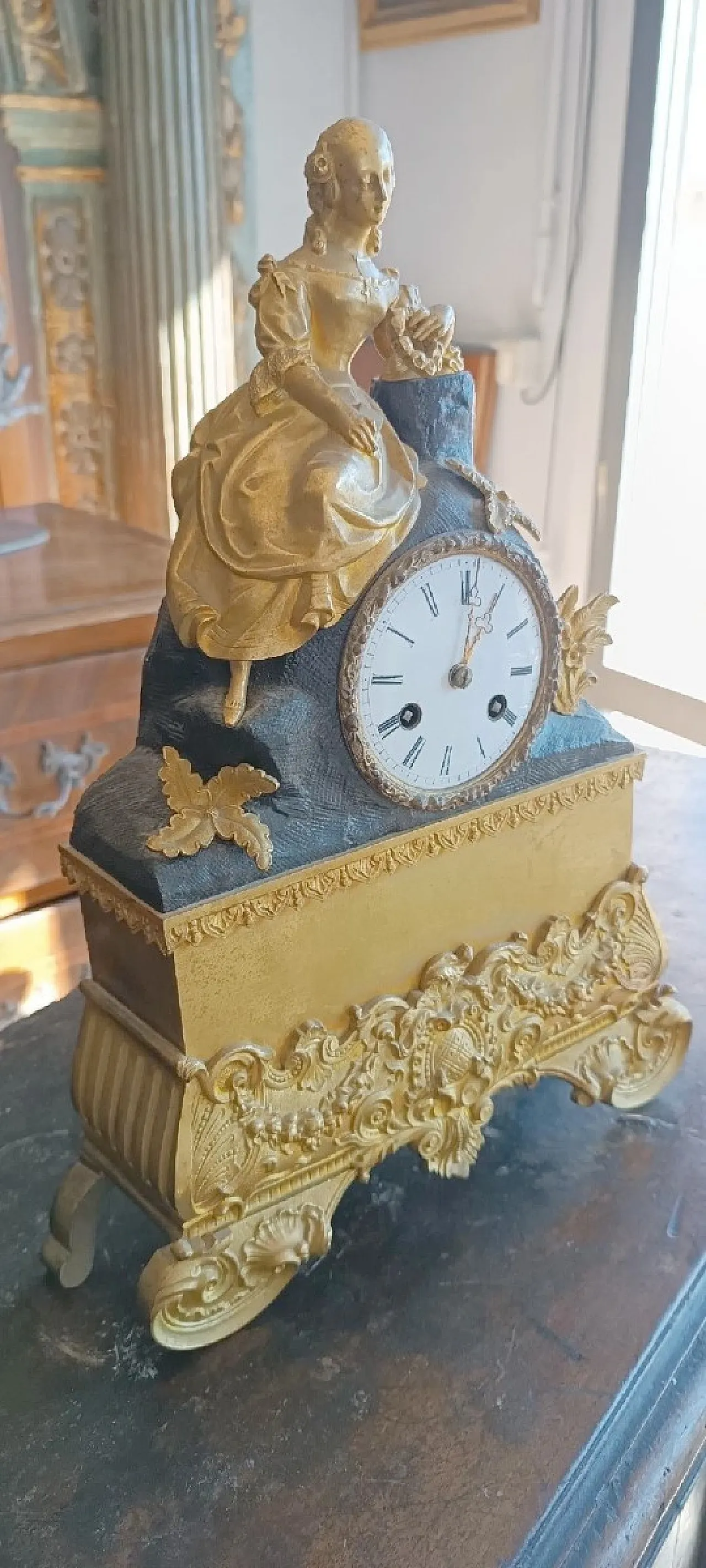 Napoleon III mercury gilt bronze table clock, 19th century 6